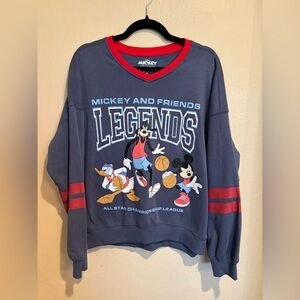 Disney Mickey and Friends Basketball Legends Crew Lightweight Sweatshirt size M